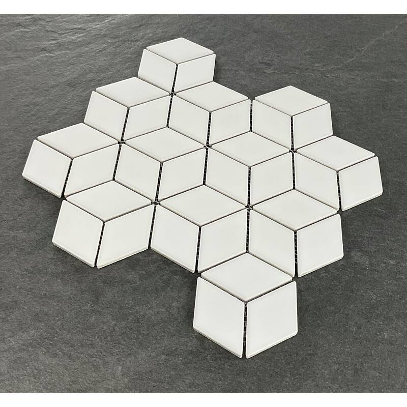 Porcelain Mosaic Tiles - Rhombus Wall and Floor Tiles - Case (20 Sheets)