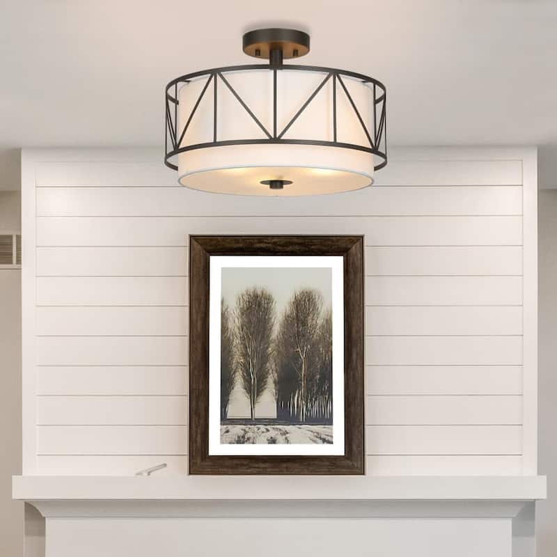 16 inch bedroom light bronze ceiling light iron+fabric drum light