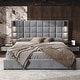 preview thumbnail 3 of 18, Christopher Knight Home Modern Upholstered Velvet Platform Bedframe & Headboard with Lamps and USB Ports, Grey
