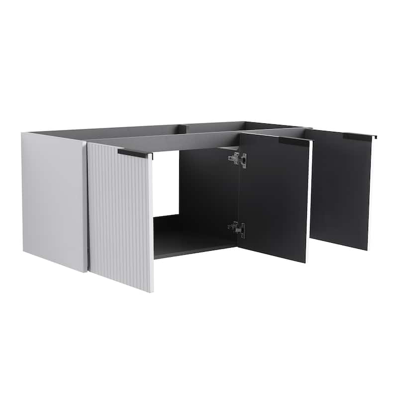 Modern 48 Inch Wall Mounted Bathroom Vanity Base with Soft-Close Doors, Cabinet Only without Sink