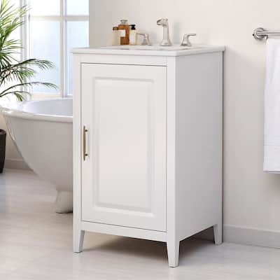 20.3 Inch Bathroom Vanity with Ceramic Sink, Drawer Storage, Soft Close Door, 8-Inch Faucet Compatible