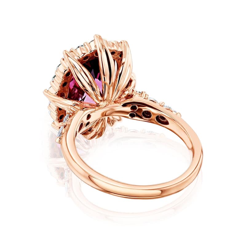 Kobelli 7.17 Carat Pink Tourmaline & White Diamond 14k Rose Gold Claire Ring