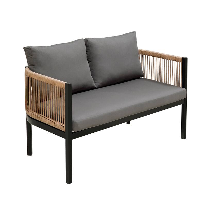 Multi-person Outdoor Sofa Set with Modular Design Iron Frame and Glass Table for Patios Backyards