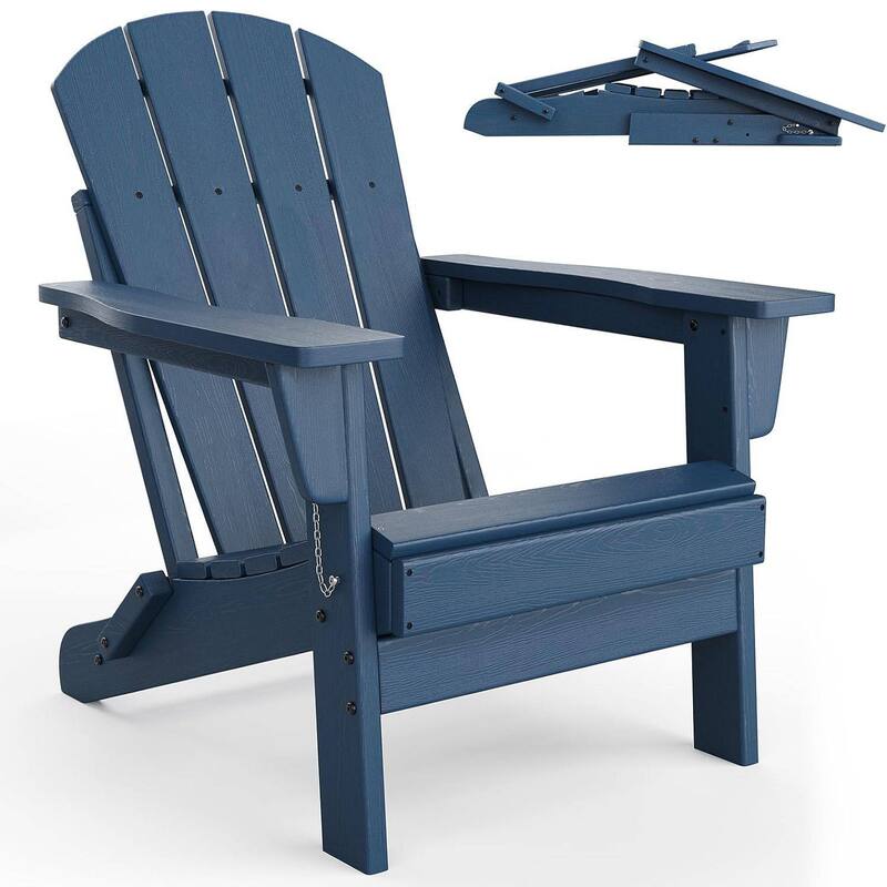 Outdoor Folding Adirondack Chairs, All-Weather Firepit Chair for Patio, Garden, Deck & Lawn - N/A