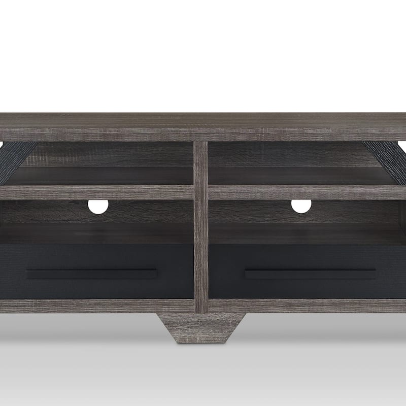 DH BASIC Modern Gray 82" Wide Open Shelf Tiered TV Stand by Denhour