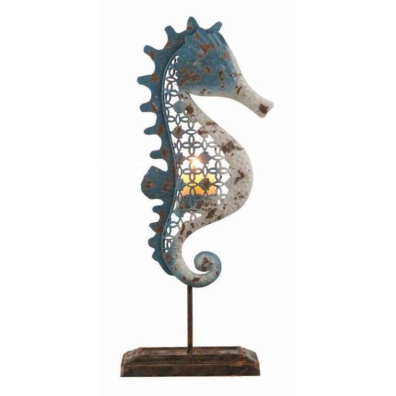 Transpac Metal 13.75 in. Multicolor Spring Sea Horse Tealight Holder