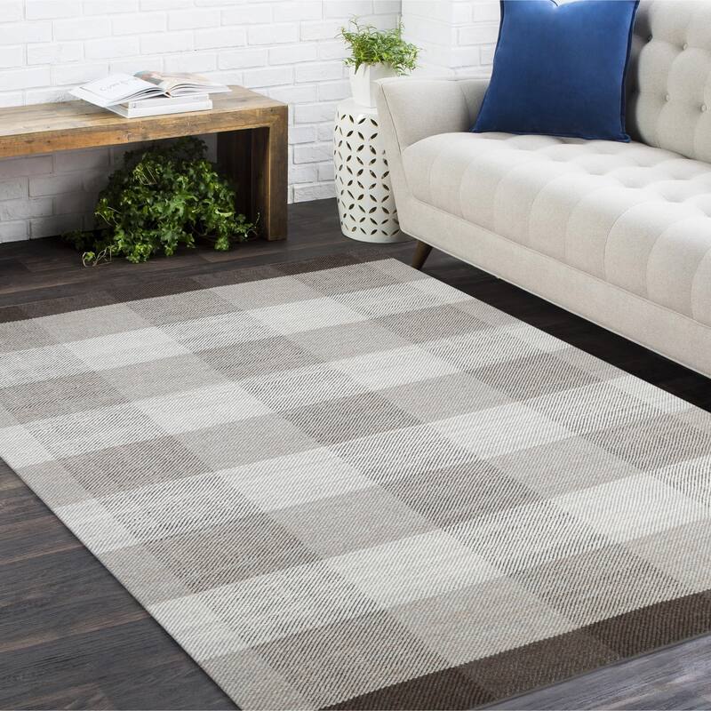 Overton Handmade Modern Contemporary Checkered Area Rug