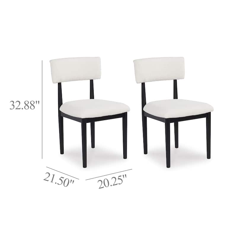 Dae Dining Side Chair Set of 2, White Cushioned Seat, Black Wood Legs