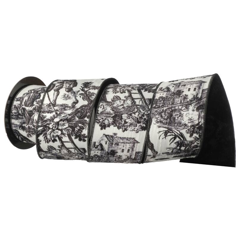 4"X10Y Velvet Toile Ribbon