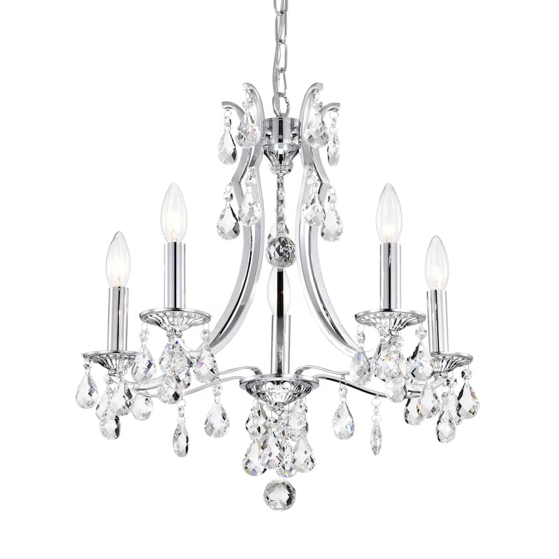 Chrome Finish 5-Light Candle Style Chandelier with Crystal Hanging