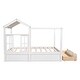 preview thumbnail 7 of 7, Full Size House Bed Modern Wood Canopy Bed with Roof, Window and Large Drawer