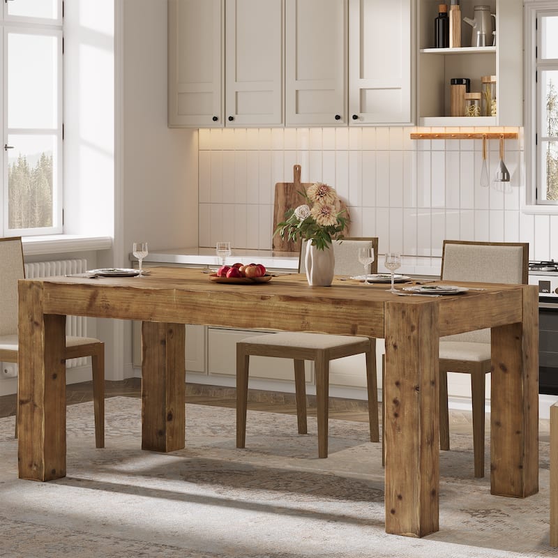 Solid Wood 63" Rectangular Dining Table for 4-6 - 31.5" D x 63" W x 29.92" H