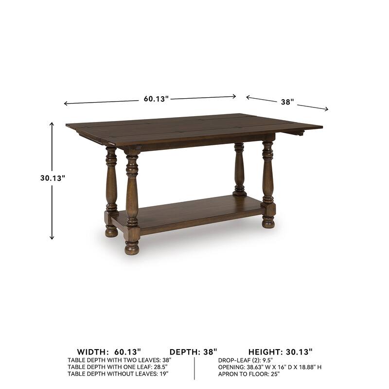 Signature Design by Ashley Sturlayne Brown Flip Top Sofa Table - 60" W x 19" D x 30" H