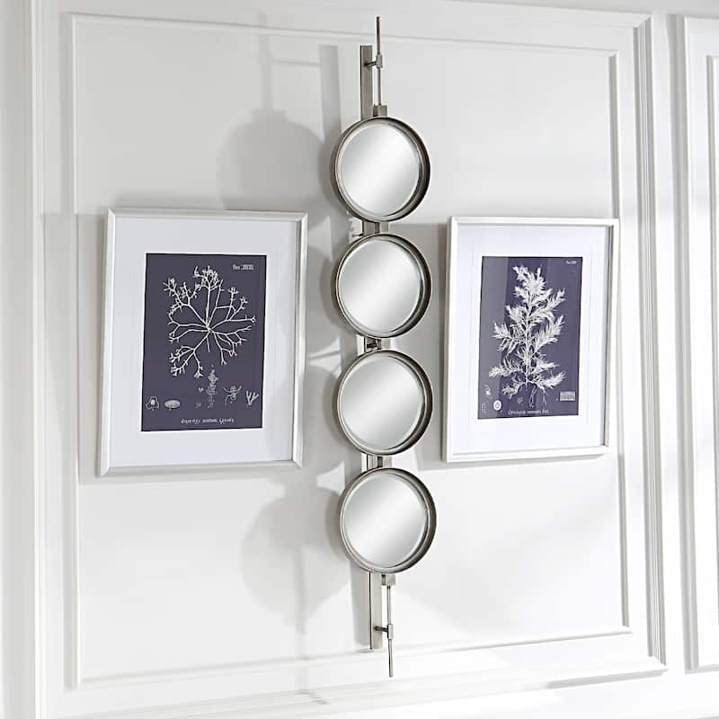 4-Round Beveled Wall Mirror - 59.75" - Silver