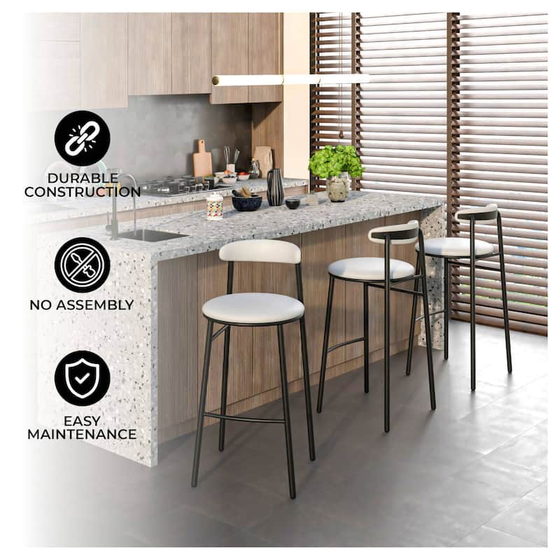 Upholstered Leather Bar Stool Accent Kitchen Chair Lume Collection Set of 2