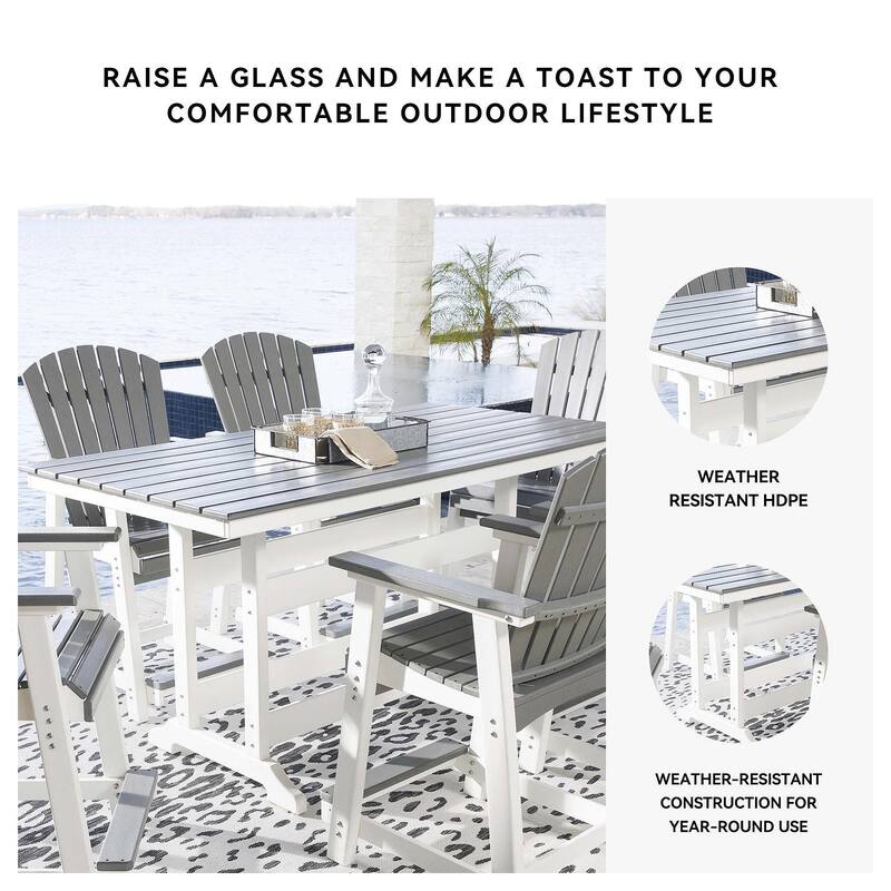 Signature Design by Ashley Transville Rectangular Outdoor Poly All Weather Counter Table with Umbrella Option