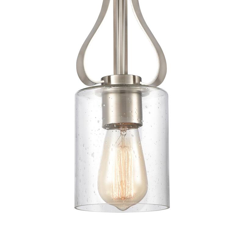 Elk Home Market Square Brushed Nickel With Seedy Glass 1 Light Pendant