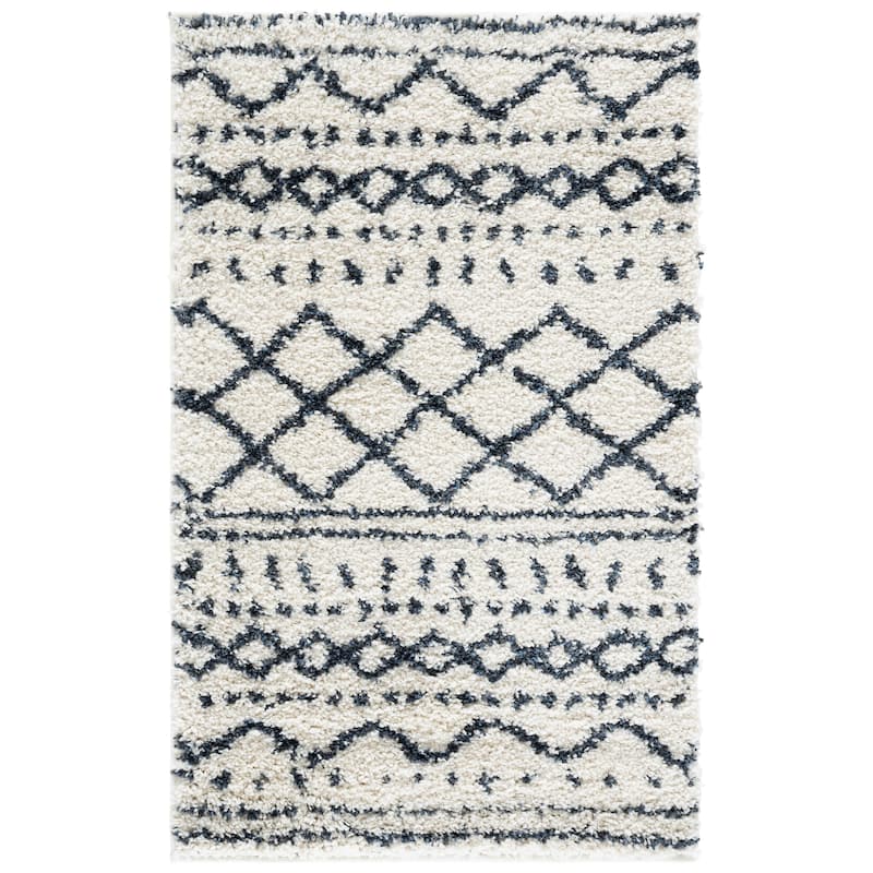 SAFAVIEH Arizona Lotta Shag Moroccan Boho 1.6-inch Rug - 2'3" x 4' - Ivory/Slate