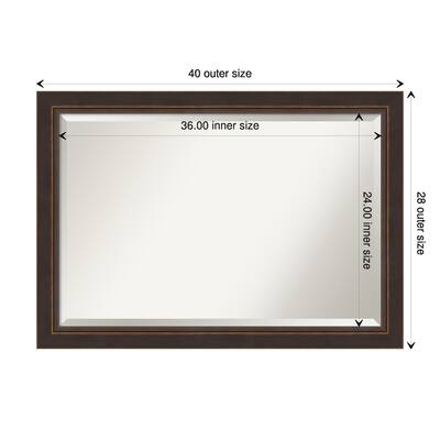 Beveled Wood Bathroom Wall Mirror - Lara Bronze Frame - Lara Bronze