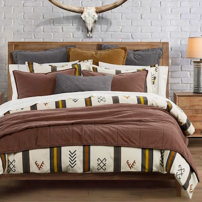 HiEnd Accents Toluca Canvas Western Bedding Geometric Stripes 3 Piece Comforter Set