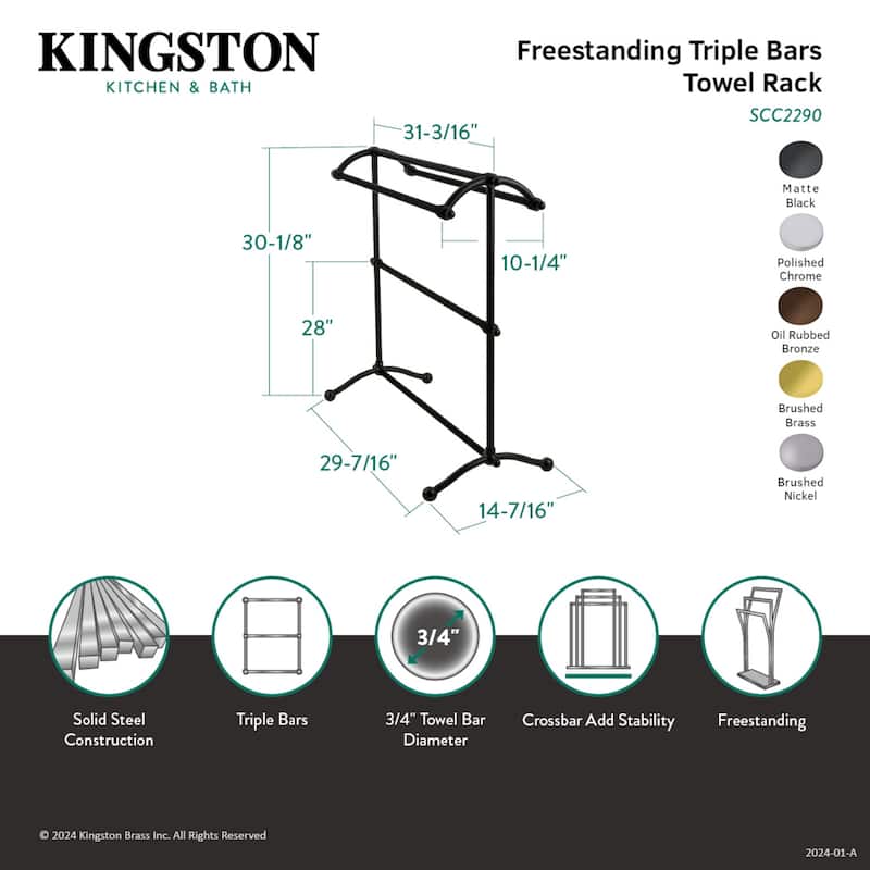 Kingston Brass Chrome Pedestal Towel Rack - silver