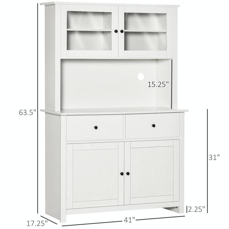 63.5" Kitchen Pantry Storage Cabine with Open Microwave Countertop