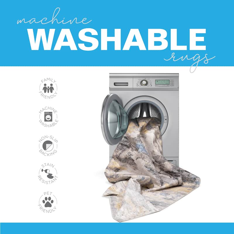 Addison Traditional Bordered Floral Pink/ Green Printed Washable Flat Pile Area Rug