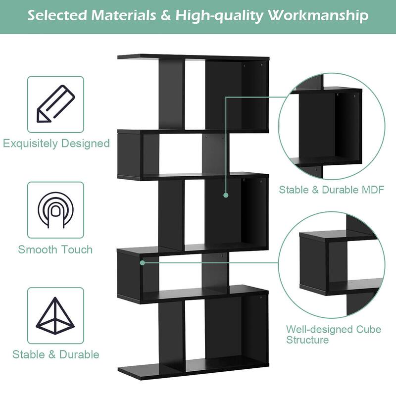 Gymax 2 PCS 5 Cubes Ladder Shelf Freestanding Bookshelf Display Rack