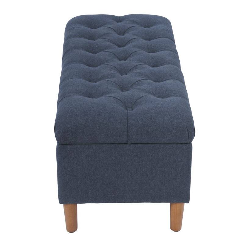 HomePop Button Tufted Top Storage Bench with Wood Legs