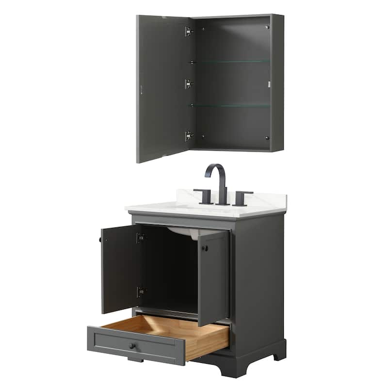 Deborah 30-inch Single Vanity, Quartz Top, Medicine Cabinet