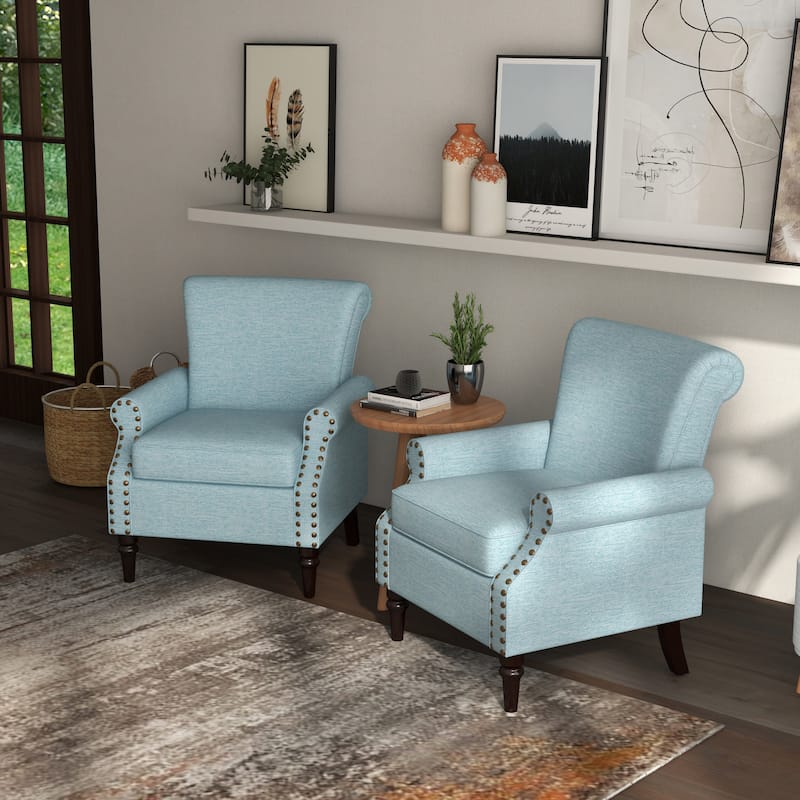 Classic Upholstered Accent Chair Set of 2 - Green