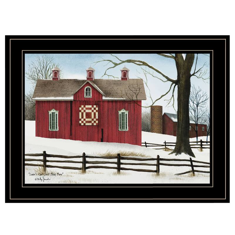 TrendyDecor4U Contemporary "Lover's Knot Quilt Block Barn" Framed Print Wall Art by Billy Jacobs