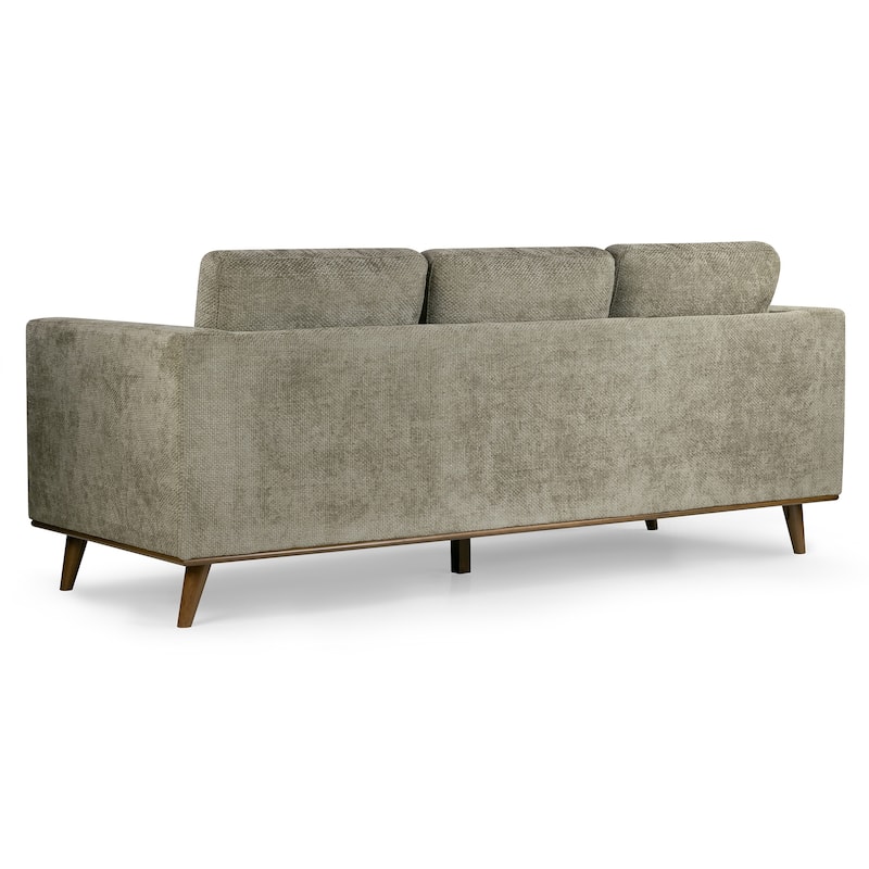 Bishop Brown Corduroy Twill Fabric Sofa with Walnut Wood Legs