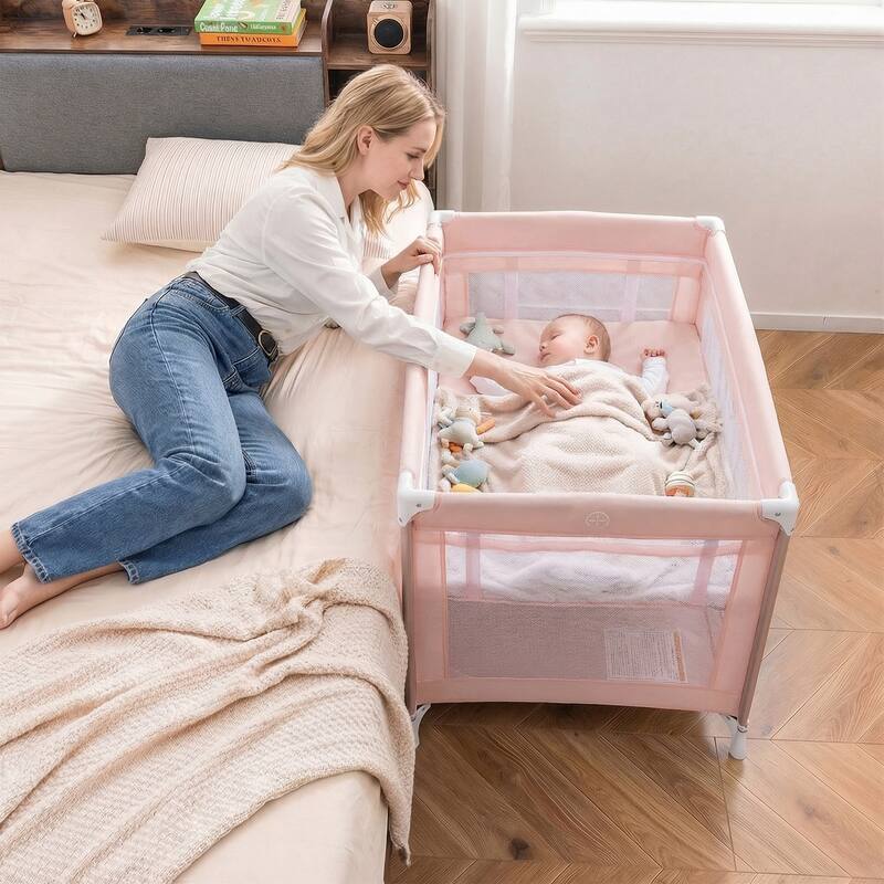 Gymax Portable Baby Playard w/Soft Mattress Breathable Mesh Sides