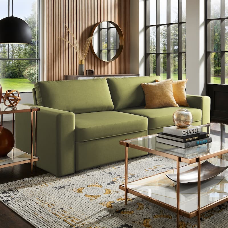 Soma Upholstered Sofa with 2 Hidden Metal Wire Storage Drawers by iNSPIRE Q Modern