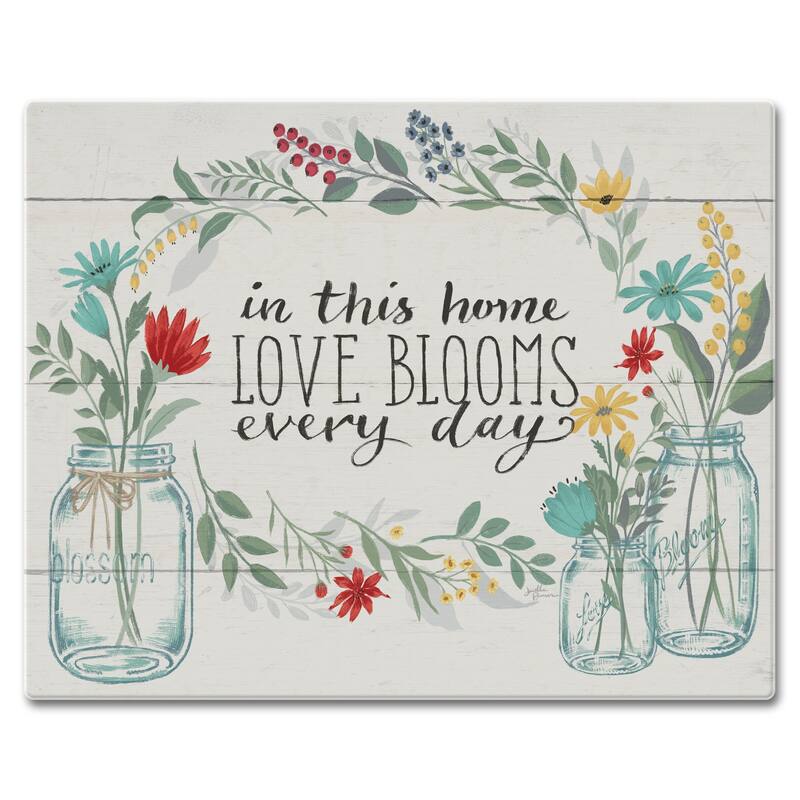 Counter Art Glass Cutting Board / Counter Saver 12"x15", Blooming Thoughts - 12"x15"