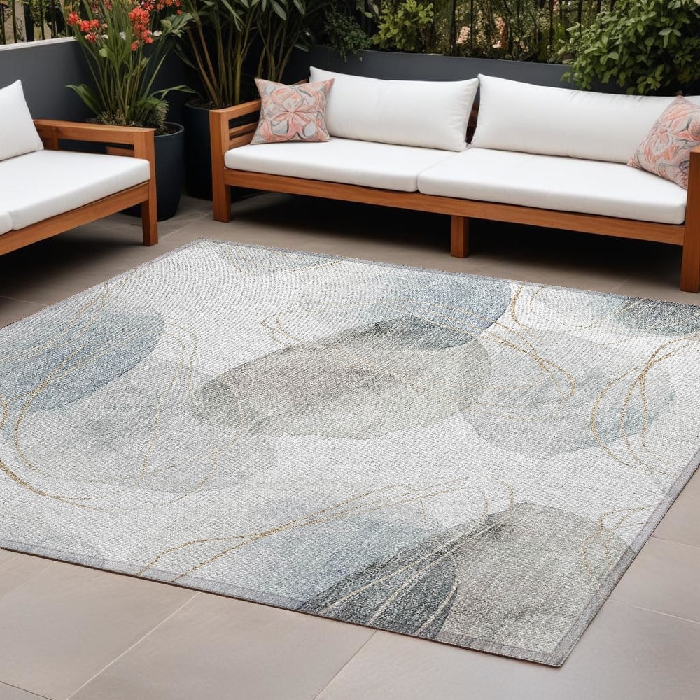 Bax Unique Abstract Weather Resistant Sleek Contemporary Outdoor Rug