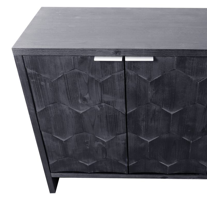 Antique Black Accent Storage Cabinet/ Buffet Sideboard / Entry Cabinet