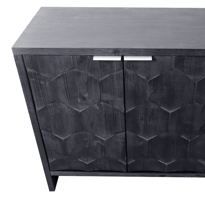 Wood Storage Cabinet with Adjustable Shelves for Living Room or Entryway Organization