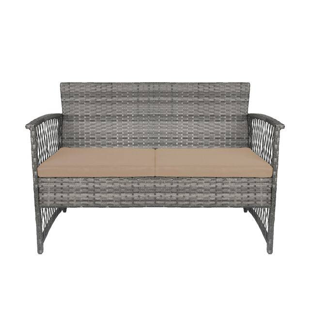 Madison Outdoor 4-Piece Cushioned Rattan Patio Furniture Chat Set