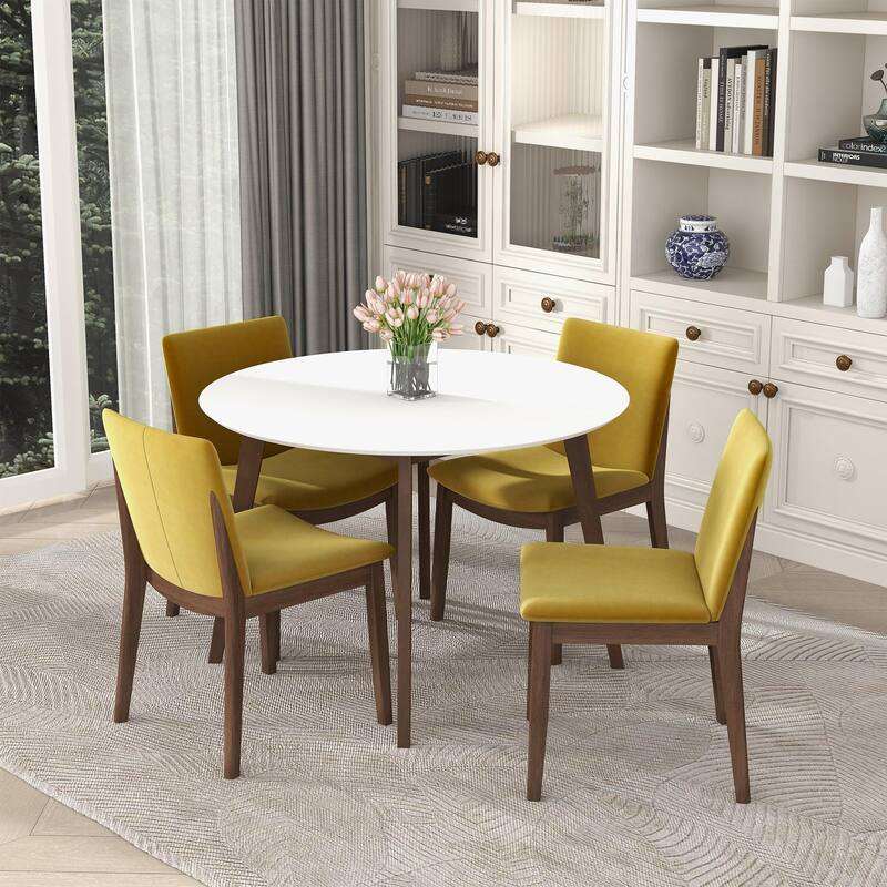 43" Dining Round Table, Modern Side Table for Kitchen Dining Room - White