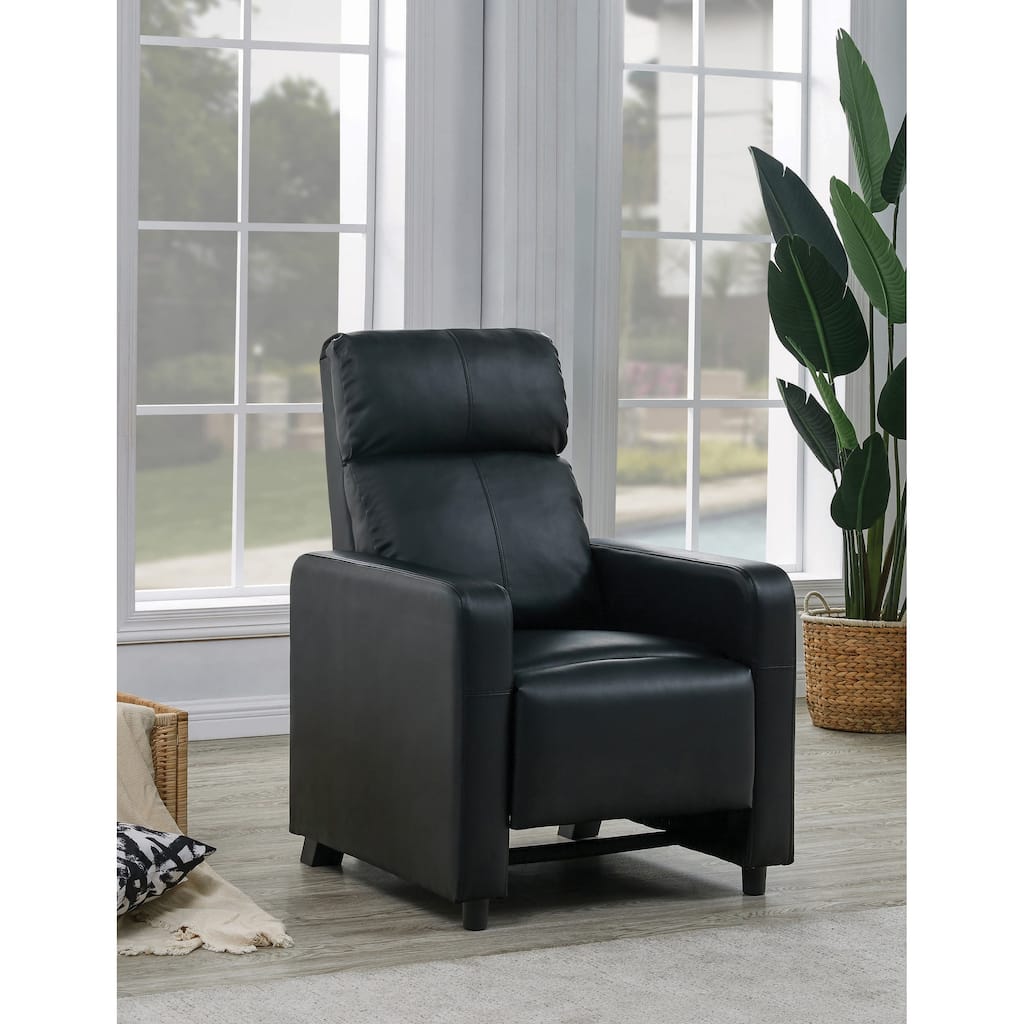 Warren Black Upholstered Push-Back Recliner