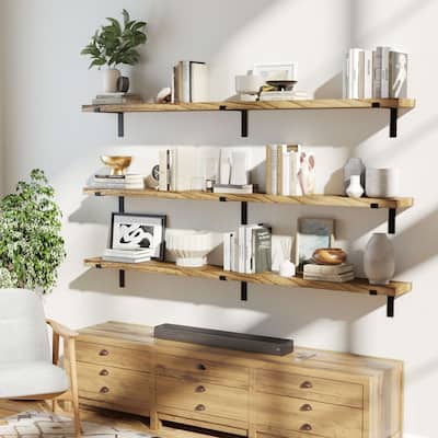 Wallniture Menton 48-60-72-84 inch Long, 9.25" Deep, 1.5" thick Floating Wall Shelf for Wall, Office Decor, Rustic Decor, 1 Pc