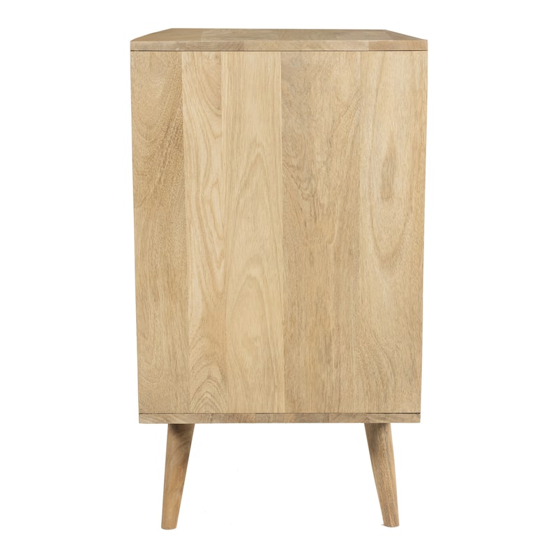 Glenda Solid Wood Three-Drawer Chest with Natural Cane