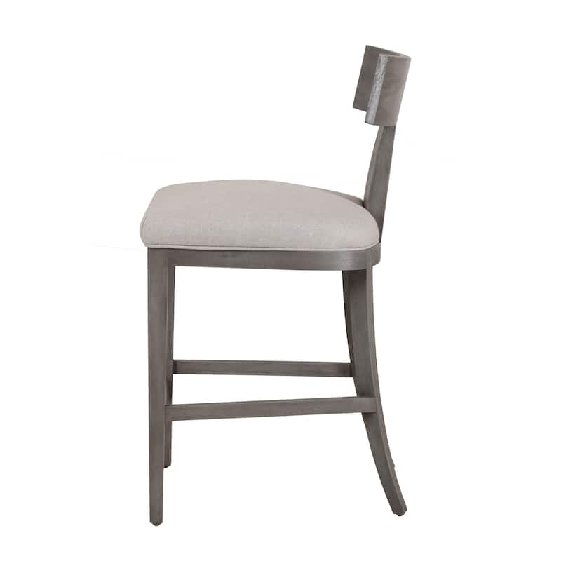 Modrest Fabien Mid-Century Modern Beige Linen & Grey Wash Counter Chair