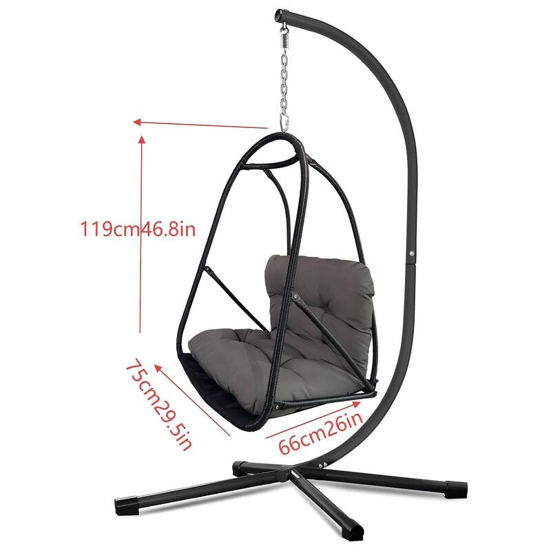 Swing Egg Chair with Stand Wicker Rattan Patio Basket Hanging Chair