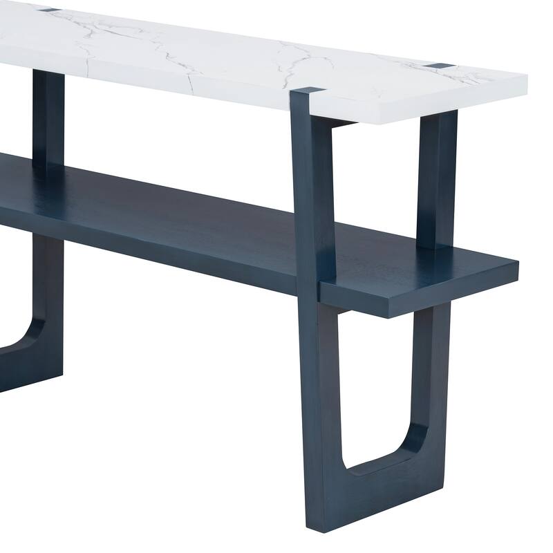 Elegant Console Table with Marble-Effect Top and Versatile Storage Solutions for Entryway and Living Room