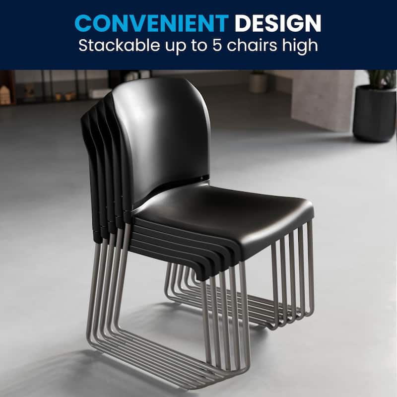 5 Pack 880 lb. Capacity Full Back Contoured Sled Base Stack Chair