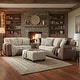 preview thumbnail 2 of 18, Roundhill Furniture Marvella 3-Piece Living Room Set, Chocolate Faux Leather and Curly Shearling Upholstery
