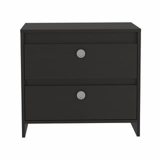 Modern and Minimalist Black Two Drawer Nightstand - Bed Bath & Beyond ...